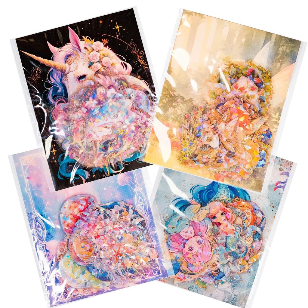 30-120 Hochwertige Märchenserie Transparente vergoldete Laser-Wasserdichte Aufkleber Dekorative Haustieraufkleber