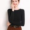 Women's Slim Fit Cashmere Knit Top – Round Neck, Lightweight Base Layer for Autumn/Winter, Warm and Body-Shaping Sweater