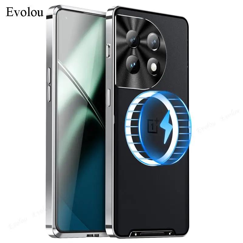 For OnePlus 11 Cases Ultra-thin Magsafe Magnetic Case For OnePlus 12 PH2449 PHB110 Metal Camera Lens Protector Back Cover For OnePlus 11 серебряный