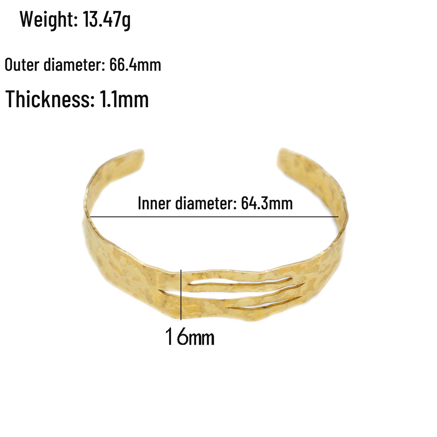 Elegant Hammered Texture Irregular Brass Bangle with Hollow Design