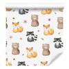Forest Animals Wallpaper White and Cream for Living Room and Bedroom 50x1000