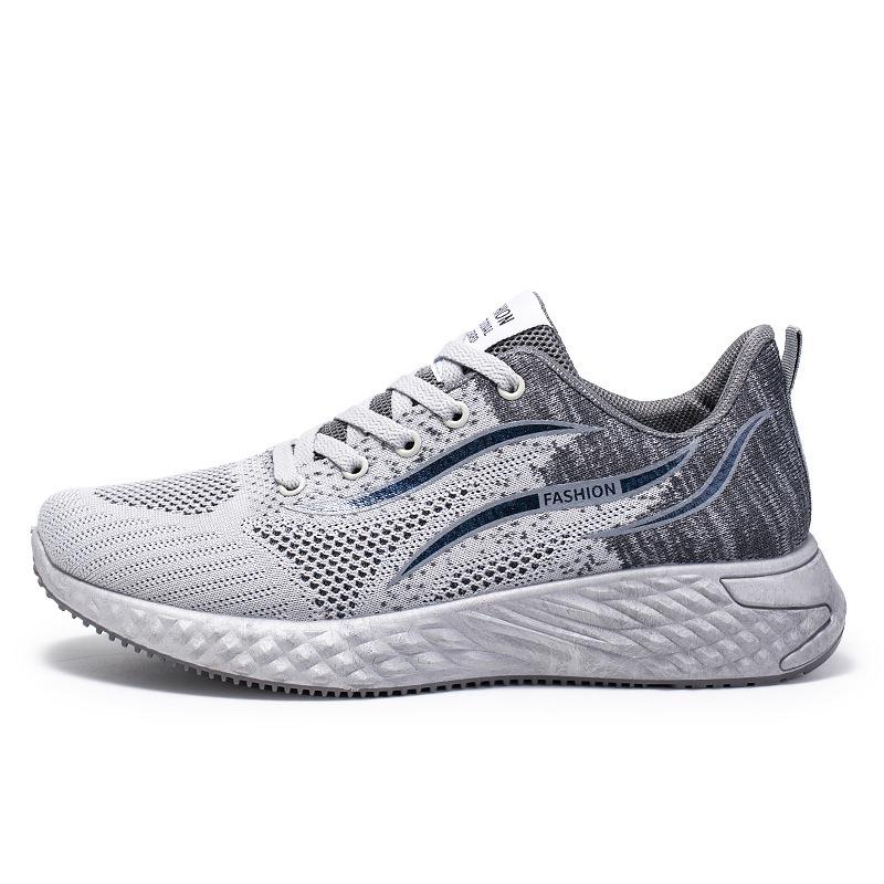 New Style Men s Low-Top Flyknit Running Shoes - Trendy, Breathable, Lace-up Casual Sports Shoes Size 41 серый