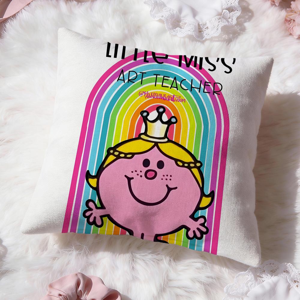 cute Mr. Men and Little Miss Cushion Cover Premium Comfort Reversible Pillow Cove -Two in One Design for Any Room & Car Interior