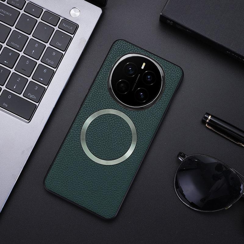 

For Honor Magic7 5G Case Compatible with MagSafe PU Leather+TPU Phone Back Cover Green