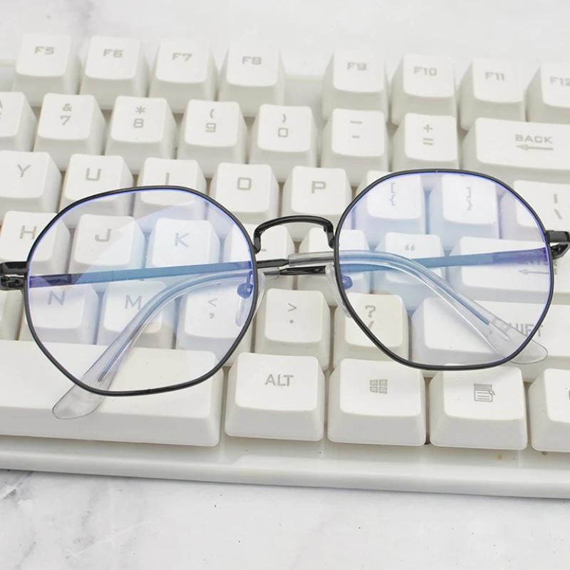 Fashion Style Octagonal Reading Presbyopia Glasses Women's Men's Ultra Light Weight Myopia Prescription Lenses Eyeglasses Alloy Glasses Frame Blue