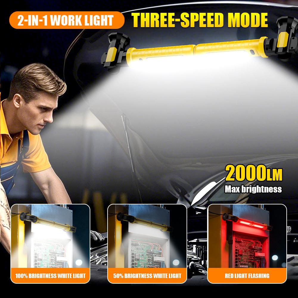 Mechanic Under Hood Light 4000mAh Rechargeable Cordless Car Hood Light 2000LM with Hooks for Inspection Workshop Emergency