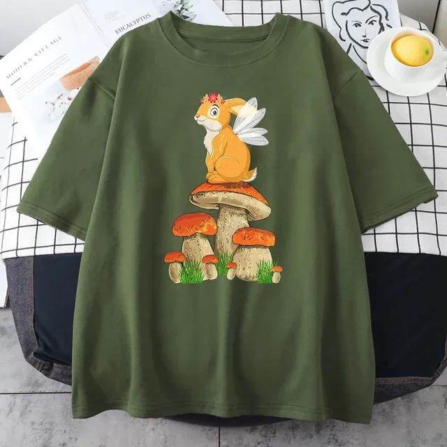 Cottagecore Estetik Svamp Dark Academia Groda Ny Herr T-shirts Hip Hop Sweat T-shirt Sommartoppar Bomull Oversize Herrkläder