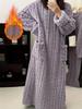 Women's Coral Fleece Long Sleeve Nightdress - Thickened High-Weight Winter Warm Pajama Bathrobe with Pockets, Plush Soft Comfort Durable Nightgown