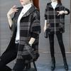 Women Autumn Plus Size Loose Plaid Hooded Zipper Open Cardigan Ladies Versatile Casual Outerwear
