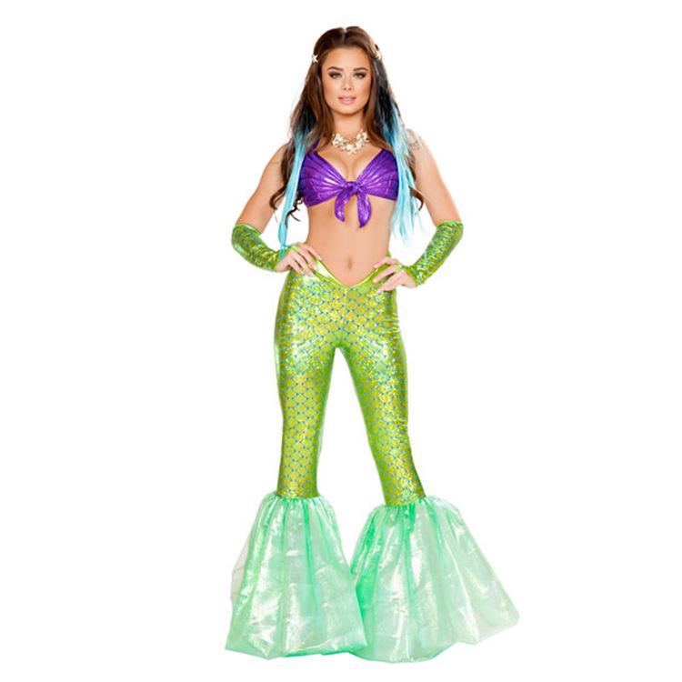 Abito da Sera da Sirenetta Principessa Senza Spalline con Paillettes per Adulti - Costume di Halloween