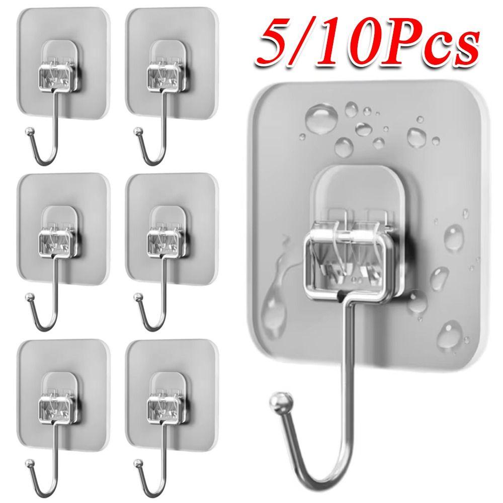 Durable Heavy Duty Big Size Hooks Self Adhesive Transparent Wall Hook Waterproof Hanging Hook for Kitchen Bathroom