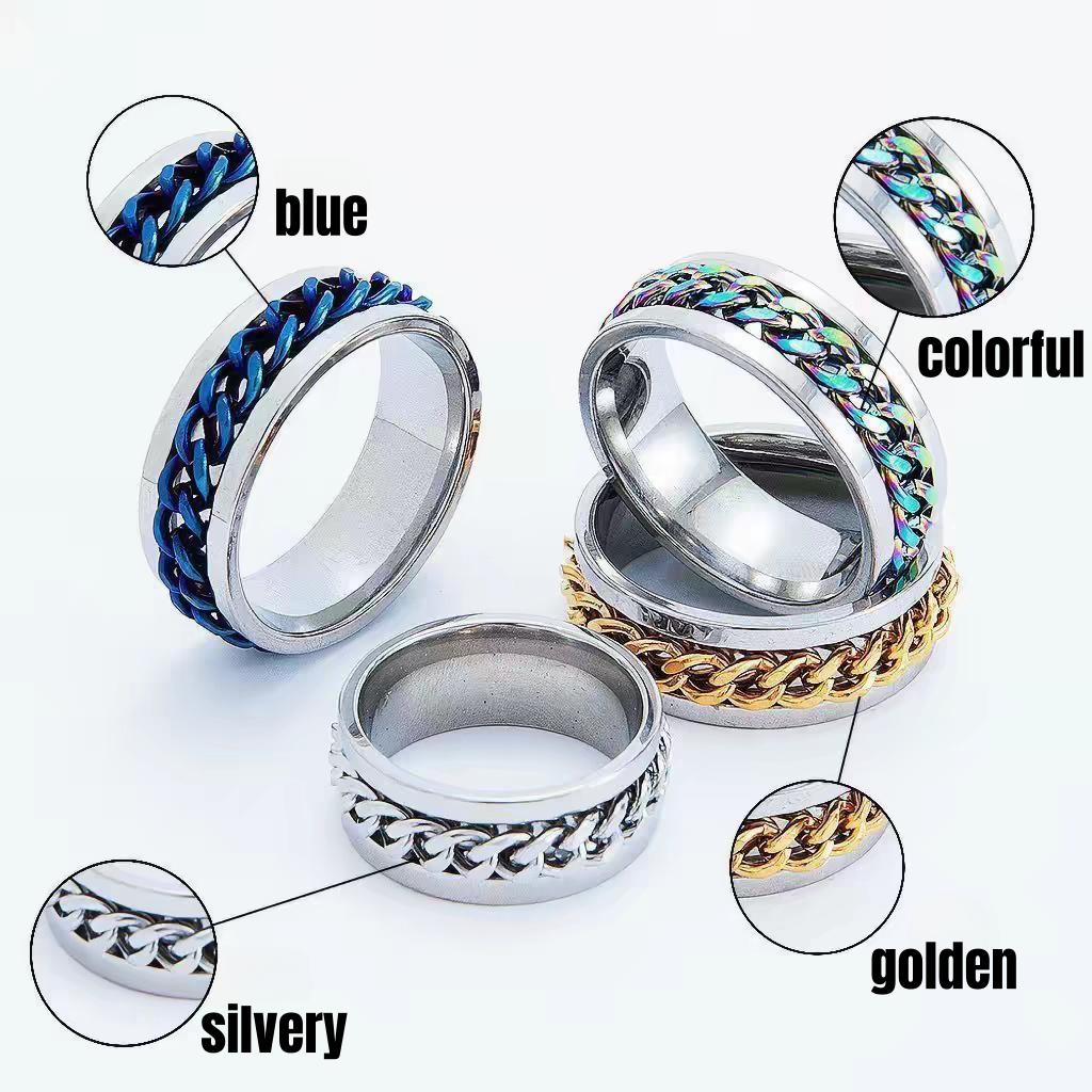 Personalized Ring Bottle Opener Ring Bottle Opener Rotatable Pressure Reducing Chain Titanium Steel Ring Jewelry 6