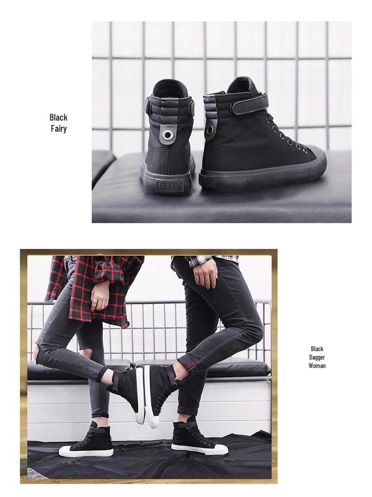 Korean Style Women's High-Top Canvas Shoes - Versatile & Trendy Heightening Sneakers