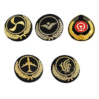 Metal and Cotton Thread Marine Hat Badge Embroidered Designs for Sailor/Pilot/Railway Crew Hat and Costume Enhancement