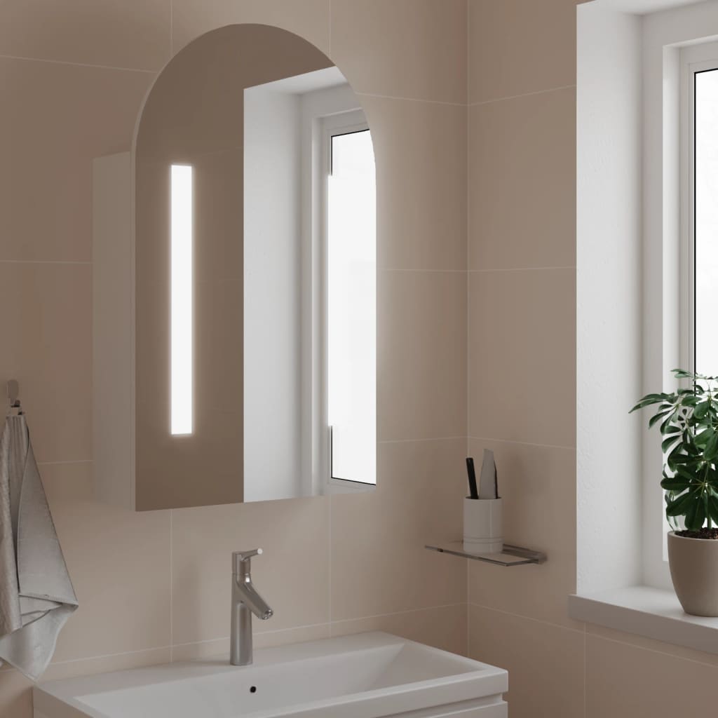 LED Lighted Curved Mirror Cabinet White 42 x 13 x 70 cm