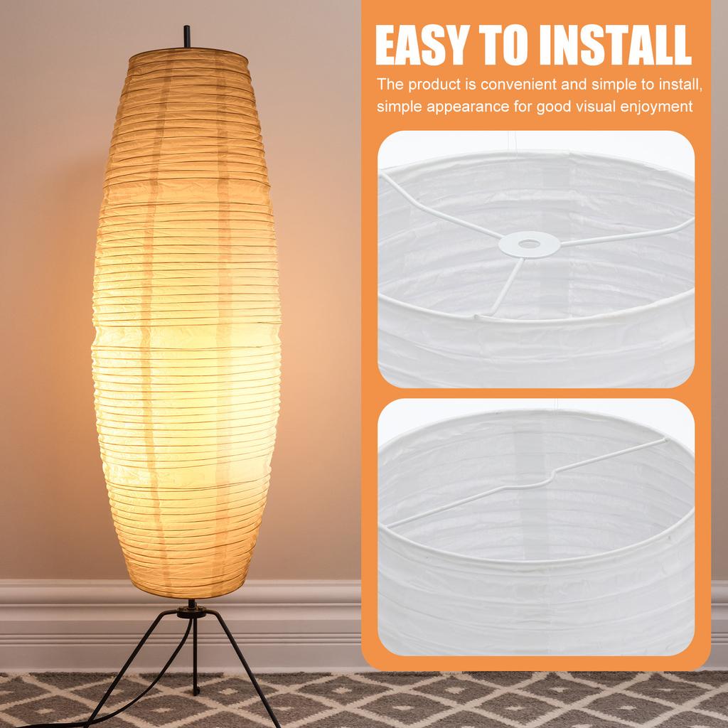 1pc Bedside Paper Lamp Shade Cover Bedroom Living Room Long Vertical Lampshade Nordic Minimalist Floor Lamp Decoration