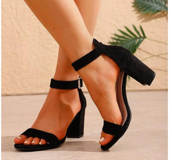Black One Strap Super High Heel Sandals Women Summer Ankle Buckle Party Shoes Woman Elegant Wedding Plus Size High Heeled Shoes