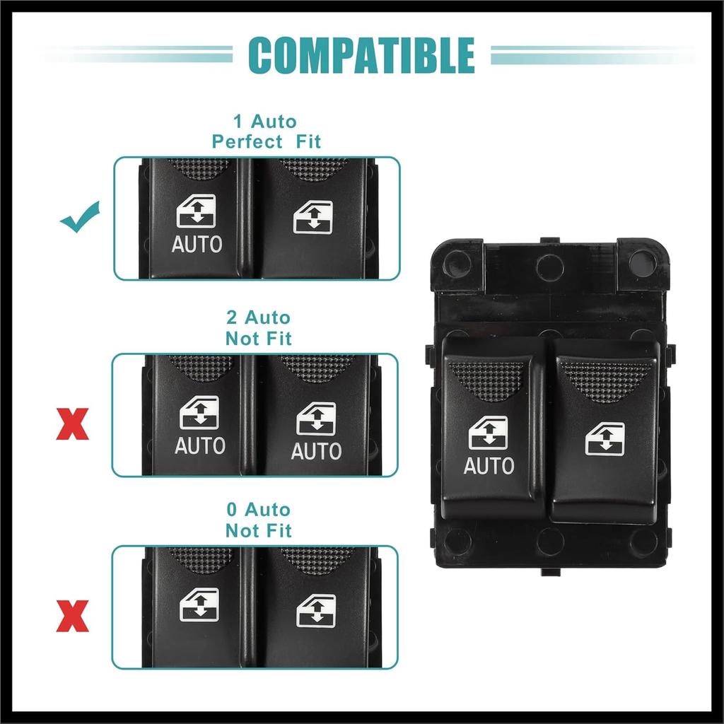 Power Window Switch Window Control Switch Fit for Chevrolet Monte Carlo 2000-2005 No.10284860 - Pack of 1 Durable Material