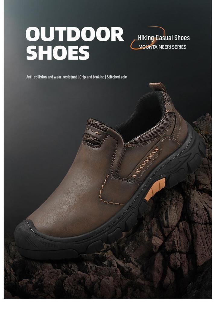 Men's Thick Sole Wear-Resistant Leather Hiking & Casual Shoes
