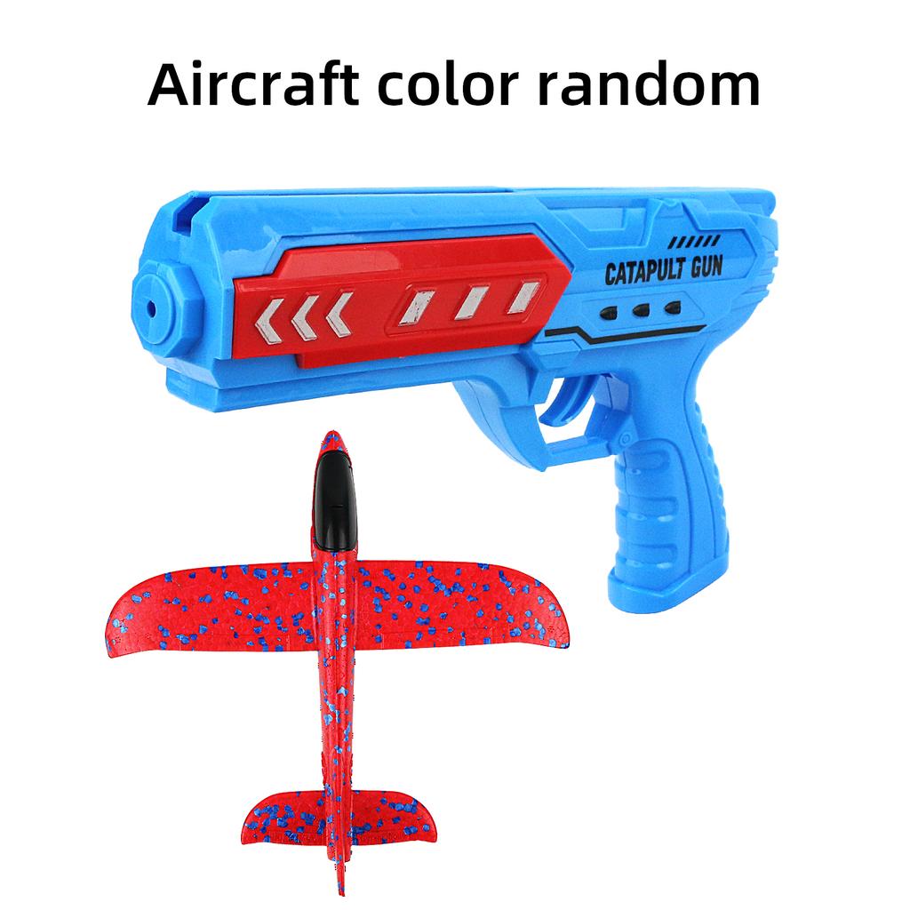 Children'S Outdoor Ejection Foam Aircraft Flying Hand Throwing Glider Gun One Button Flying Toy