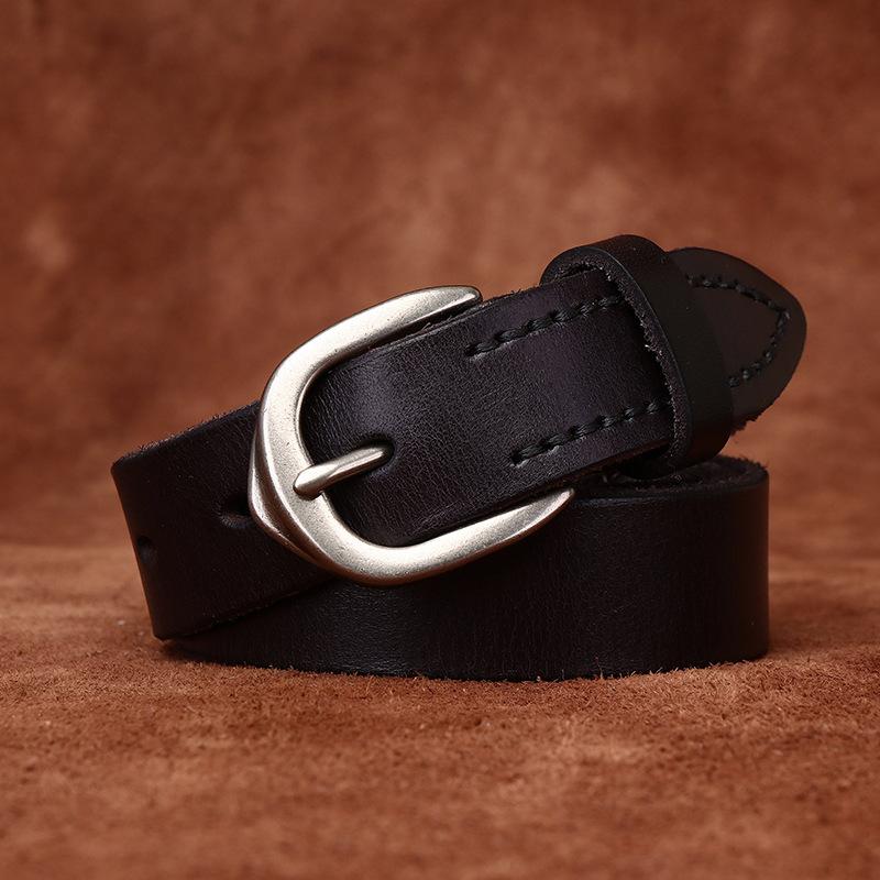 2.8Cm Wide Fashion Versatile Primary Color Belt Women'S Leather First Layer Cowhide College Style Casual Jeans Belt Women