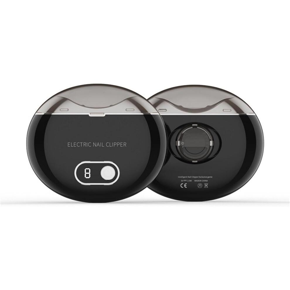 Elektrische Nagelschere mit LCD-Licht, Dreistufiger Einstellung, Nagelschmutzauffangbehälter, USB-wiederaufladbar Schwarz