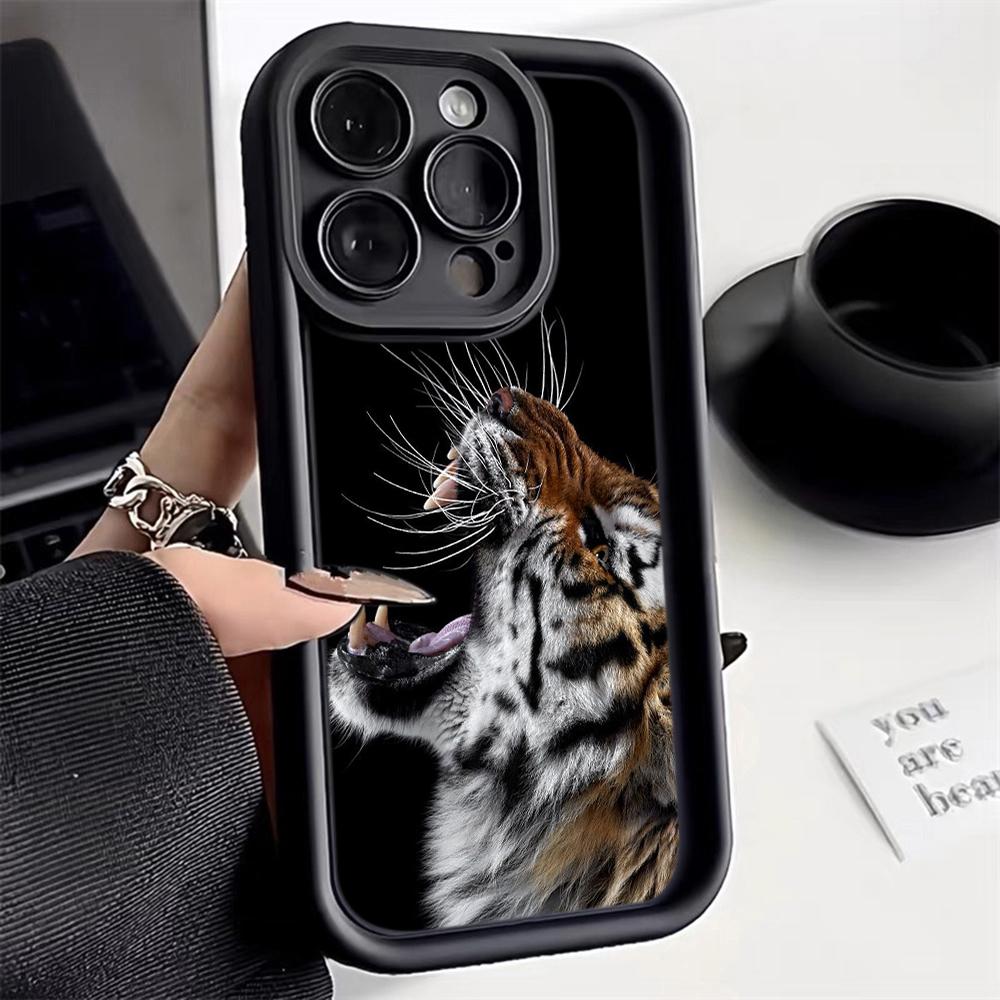 LZ30 Tiger Lion Cat Silicone Phone Case for iPhone 11 13 14 15 16 Pro Max 7 8 16 Plus 12 mini XS Max XR Shockproof Back Cover