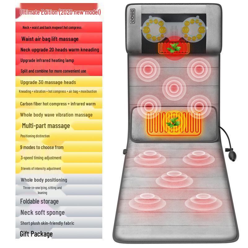 Foldable Full Body Massage Mattress with Heated Cervical Spine and Waist Relief for Home Use