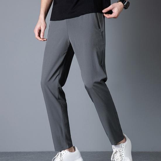 Pantaloni de costum pentru bărbați, largi, elastici, drepti, cu șnur, talie elastică, moale, respirabili, de culoare uni, pentru antrenament de gimnastică, pentru jogging, pantaloni de sport Ninth