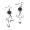 Les Trésors De Lily [J8128] - Black Gray 'Cross' Designer Earrings