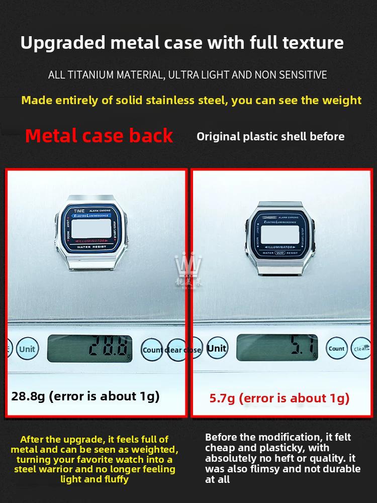 A168 Mod-Kit Stahlgehäuse Uhrenarmband Gehäuse Für G-SHOCK 3299 Casio A168WG Metalllünette Glas Wasserdichter Ring Armband Zubehör