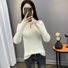 Large-sized Women's Semi-high-neck Warm Sweater for Autumn and Winter with Cut-out Stripe Knitted Pullover