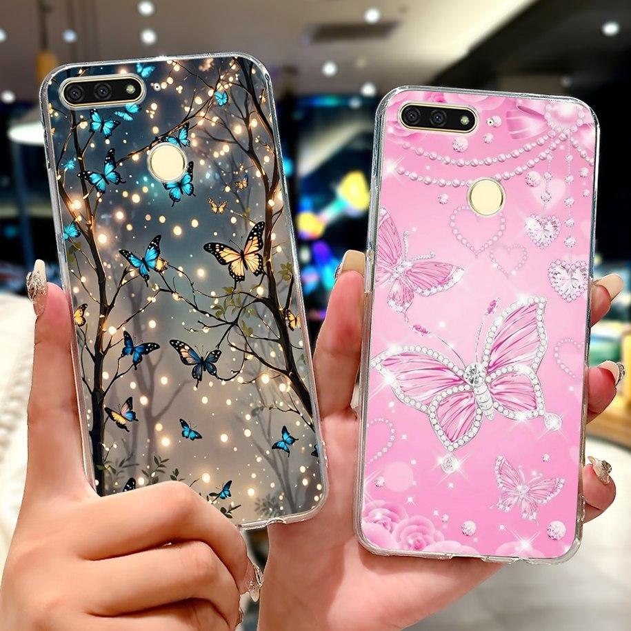For Huawei Y6 2018 Case ATU-L21 ATU-L22 Cover Luxury Marble Butterfly Soft Silicone Phone Cover For Huawei Y6 Prime 2018 Carcasa