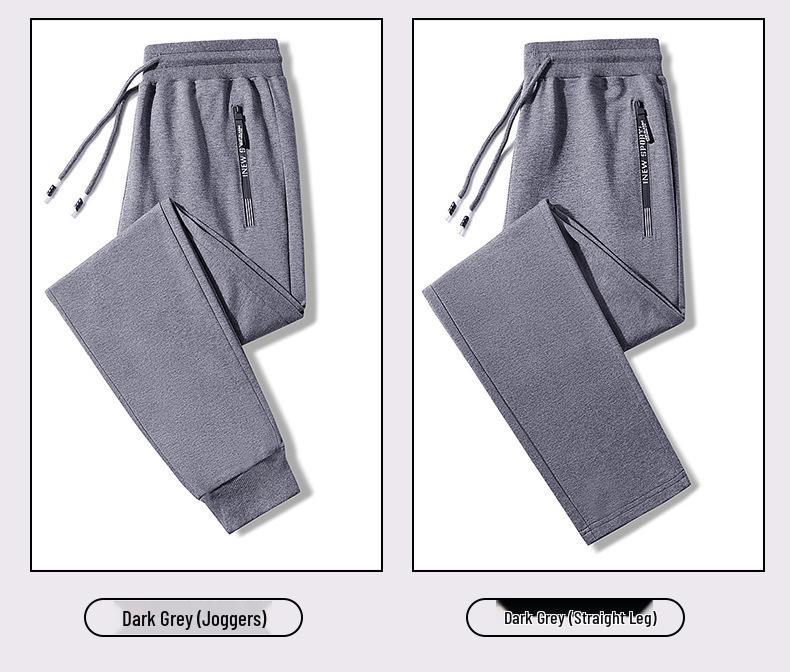 Men's Pure Cotton Lightweight Straight-Leg Sweatpants - Solid Color, Loose Fit for Summer and Spring.