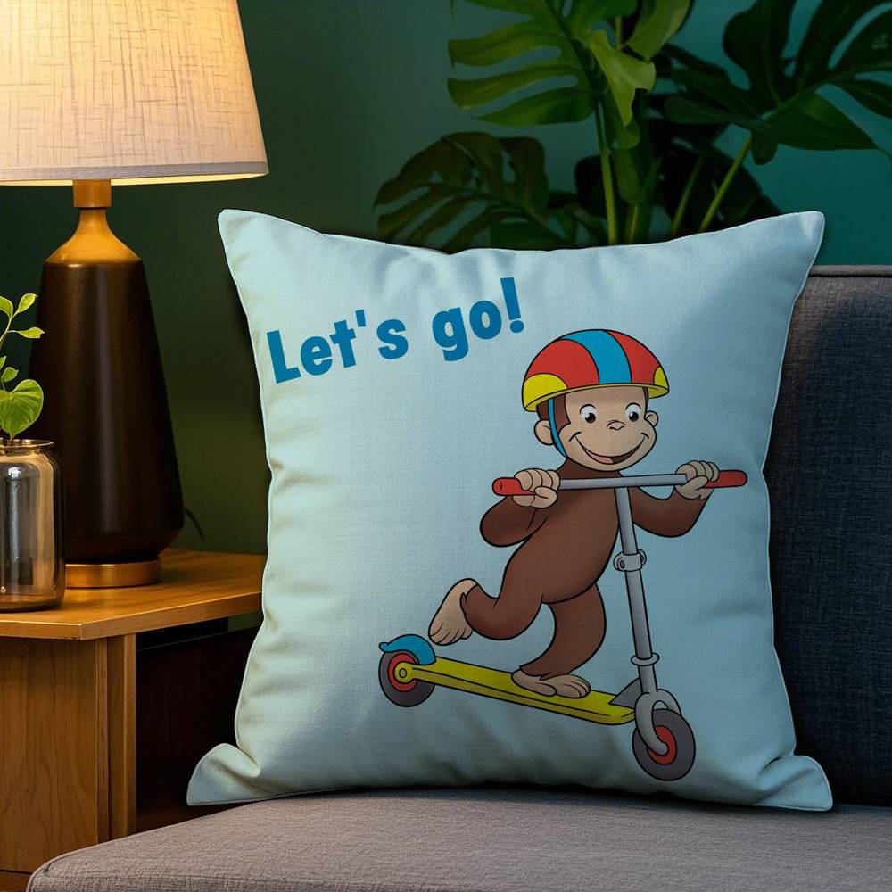 Curious G-George Cartoon Pillow Case Sofa Living Room Bedroom Double-sided Printing Square Cushion Nap Time Pillow Case