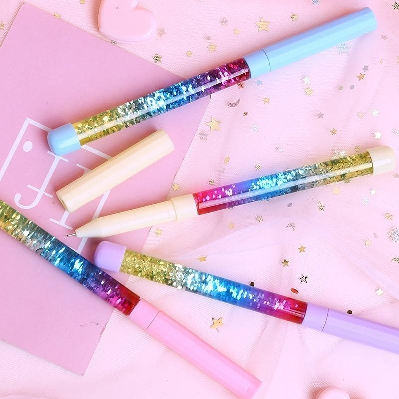 2 stk Bling Glitter Dynamisk Flytende Kvikksand Penn Nyhet Gave Skrivesaker Kulepenn Kontor Skoleutstyr