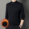 Men's Plus Size Velvet Knit Sweater - Warm Half-High Collar, Solid Color, Autumn/Winter Collection