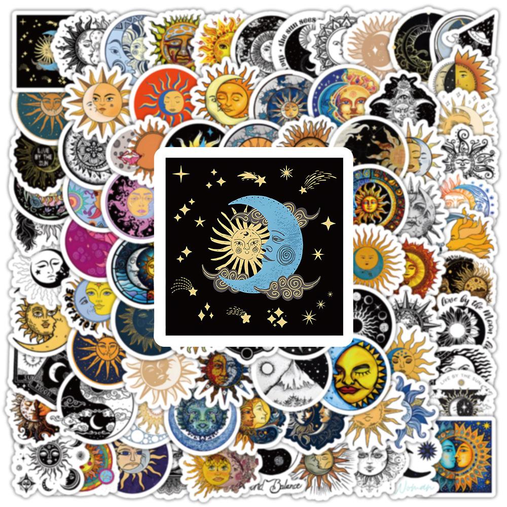 10/30/50/100pcs Aesthetic Moon and Sun Cartoon Graffiti Sticker DIY Laptop Luggage Waterproof Gothic Art Sticker Toys