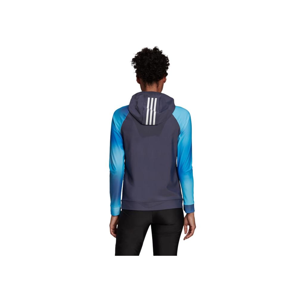 Adidas Long Sleeve Rash Guard Logo Print Color Block Outdoor Casual Sports Jacket Women Jacket Blue White HB1676