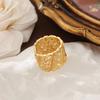 Light Luxury Fashion Environmental Protection Copper Gold-Plated Faceted Mesh Hollow Rhombus Open Ring