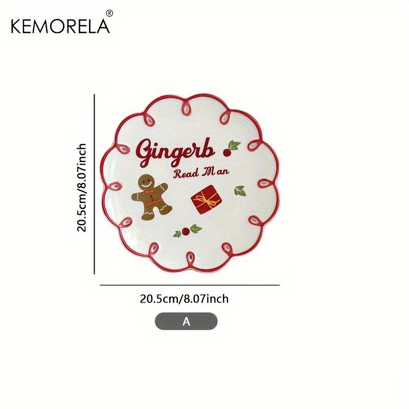 Christmas Ceramic Plate with Cups Platter Serving Tray Porcelain Dish for Fruit Appetizer Dessert Candy Snack Salad Dinnerware