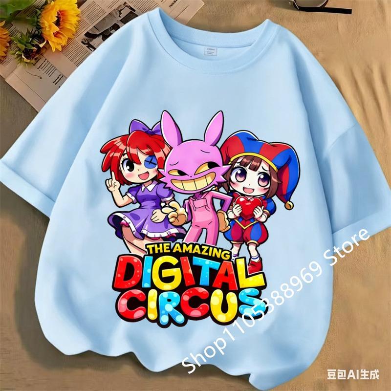 2026 Cute Pomni T-Shirts Children The Amazing Digital Circus Short Sleeve Casual Fashion Printed Boys Girls Tops Spring Summer