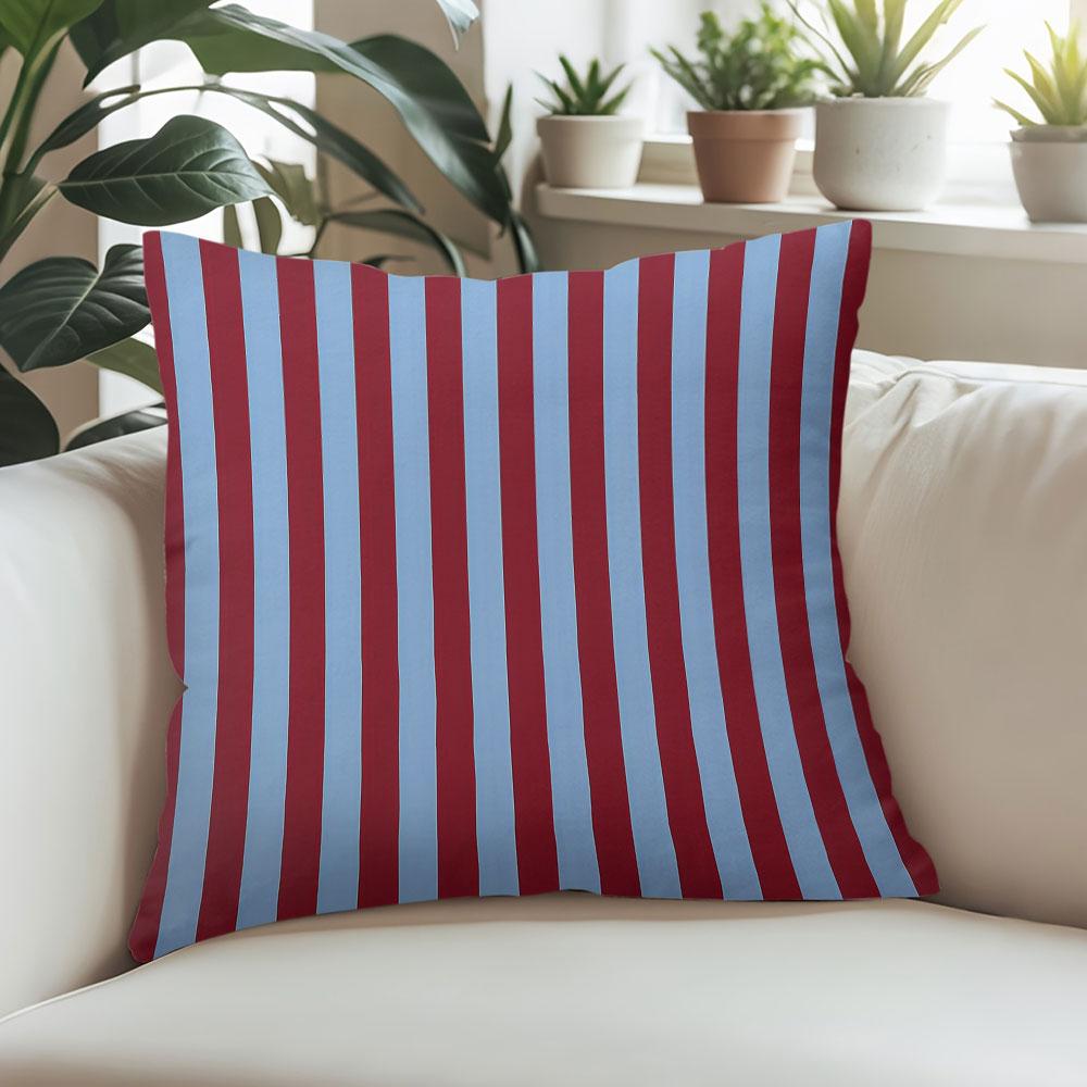 Burgundy Light Blue Vertical Stripe Square Jacquard Pillow Cover for Sofa Office Waist Cushion Cover Home Decorative Pillowcase