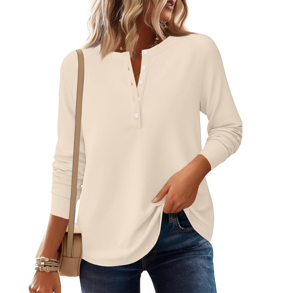 Women's Fashion  Loose Long Sleeve Round Neck Casual Top