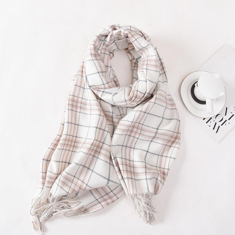2025 New Striped Plaid Versatile Scarf Women's Winter Explosive Macaron Thickened Warm Couple Shawl Women