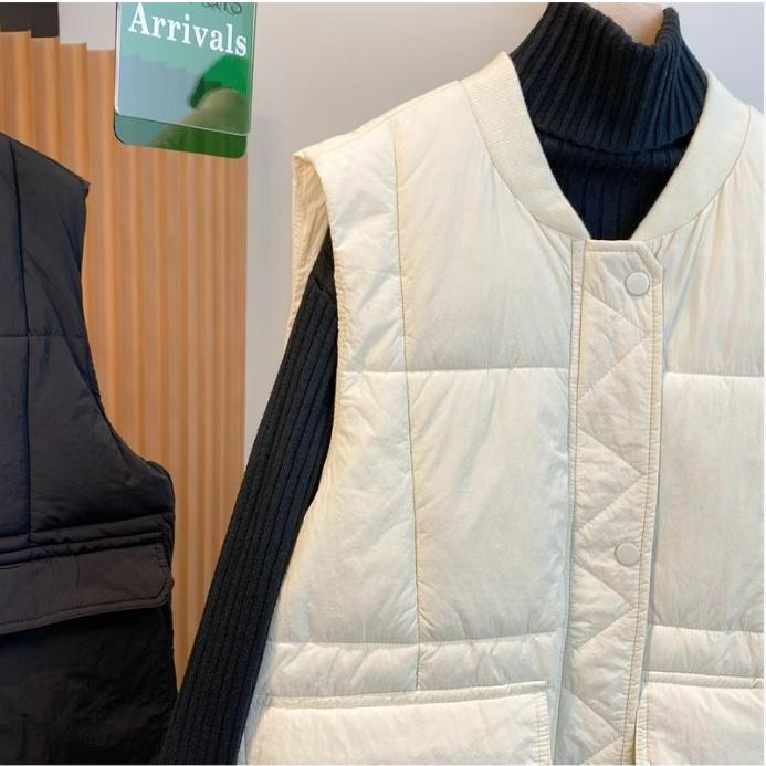 Autumn and Winter Solid Color Niche Casual Loose Vest Women's Fashion All-match Sleeveless Stand-up Collar Waistcoat Waistcoat