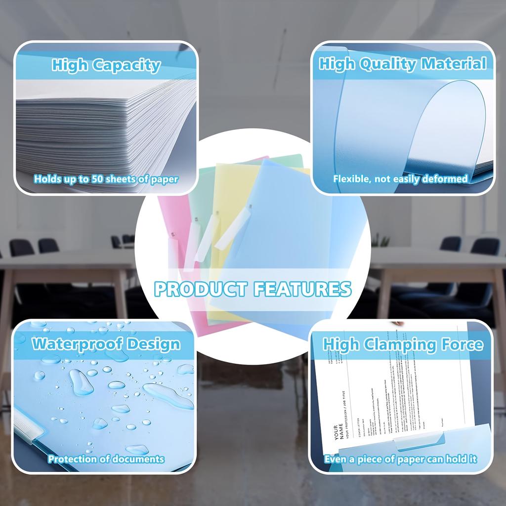 5/10Pcs Plastic Folder with Mid-Side Swing Clip Report Folder Front Presentation Folders for A4 Paper Business Documents Resume