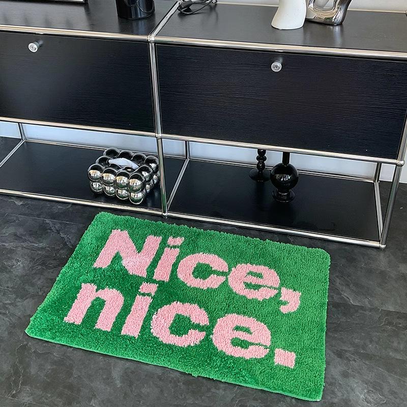 

Cartoon light luxury imitation cashmere carpet household floor mat flocking bathroom bedside blanket mat pink cross-border hair 40x60cm15.7x23.6in зелёный