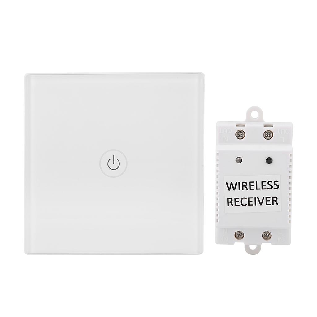 1 Way Wireless Remote Touch Light Wall Switch Panel with Receiver for Smart Home 100 240V (White)