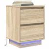 VidaXL Bedside Table with LED Lights Sonoma Oak 38x34x50 Cm, Nightstand, Bed Table, Side Table, Cabinet of 861287